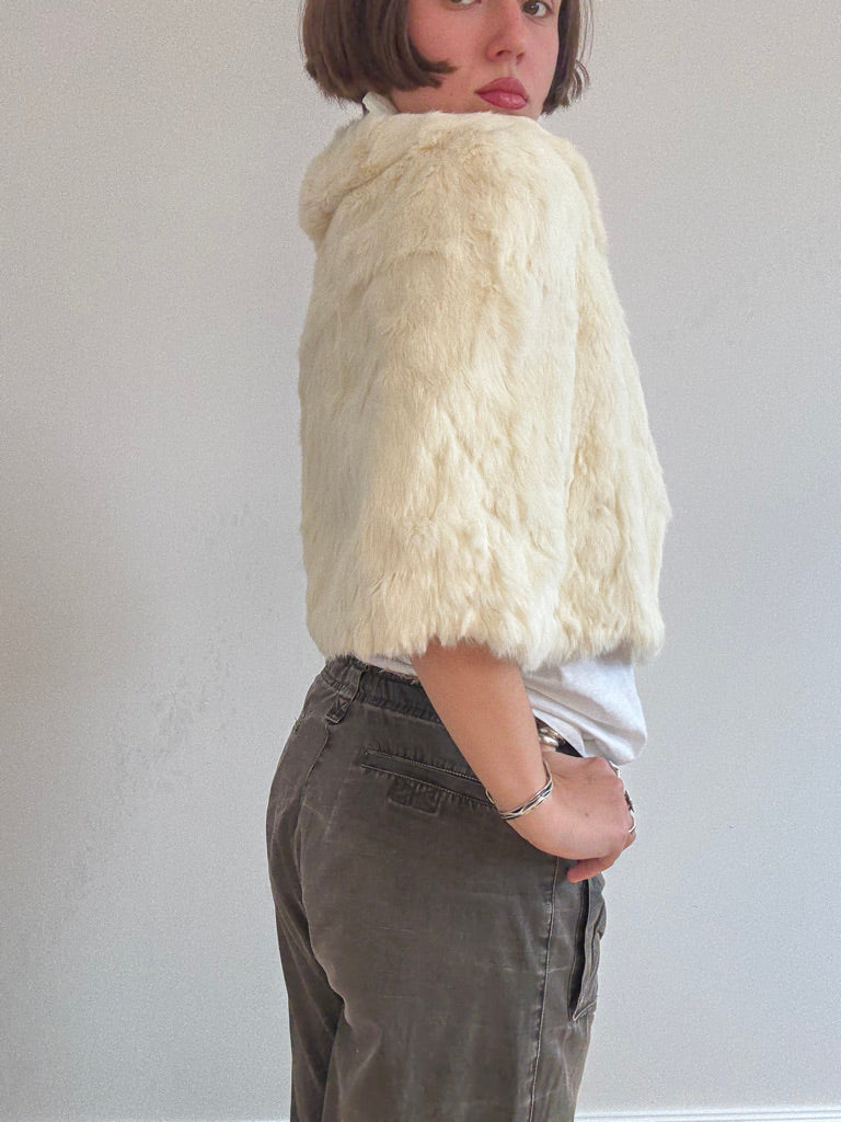 Cream rabbit fur shawl