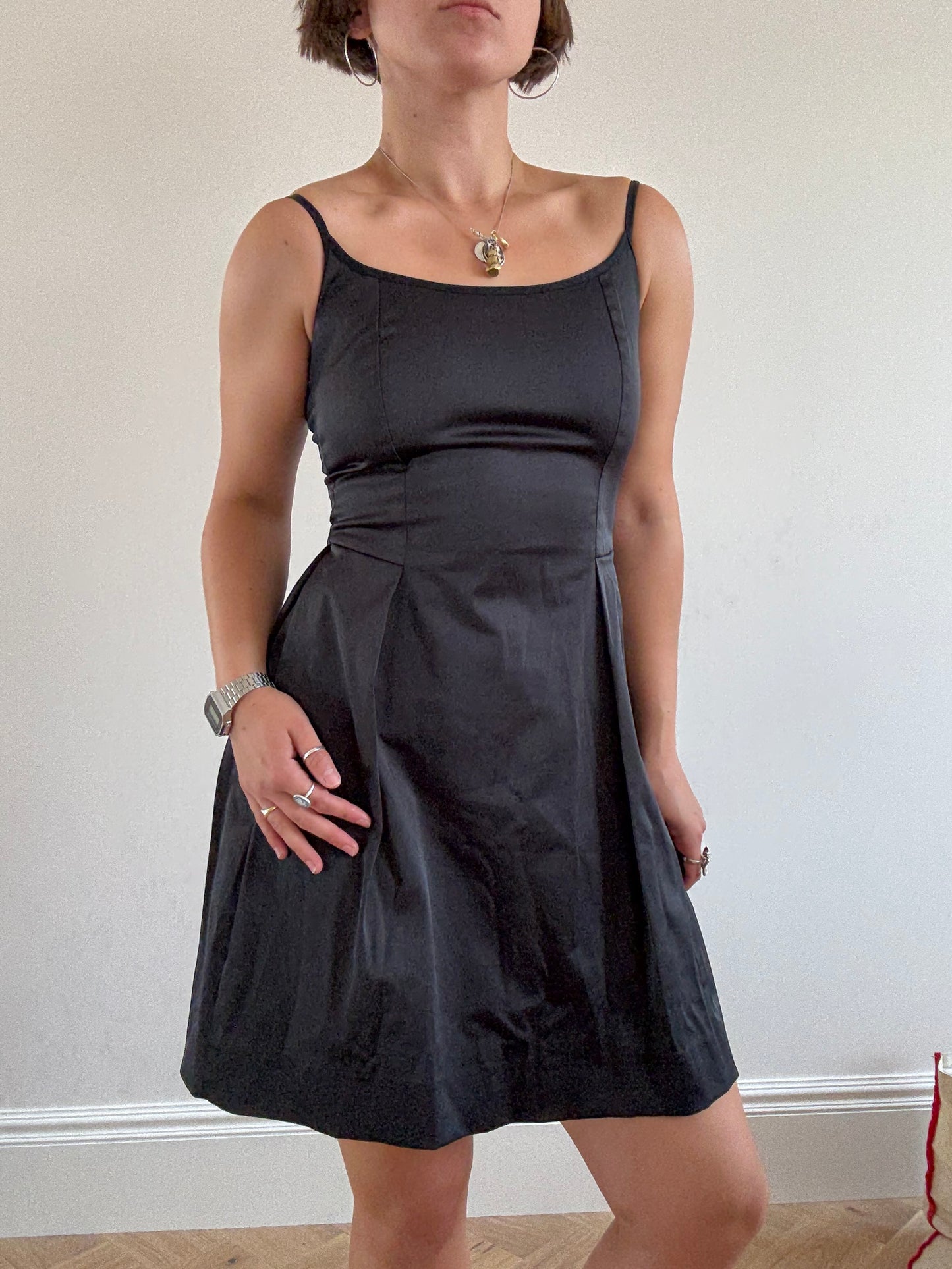 Black satin Cop Copine mini dress