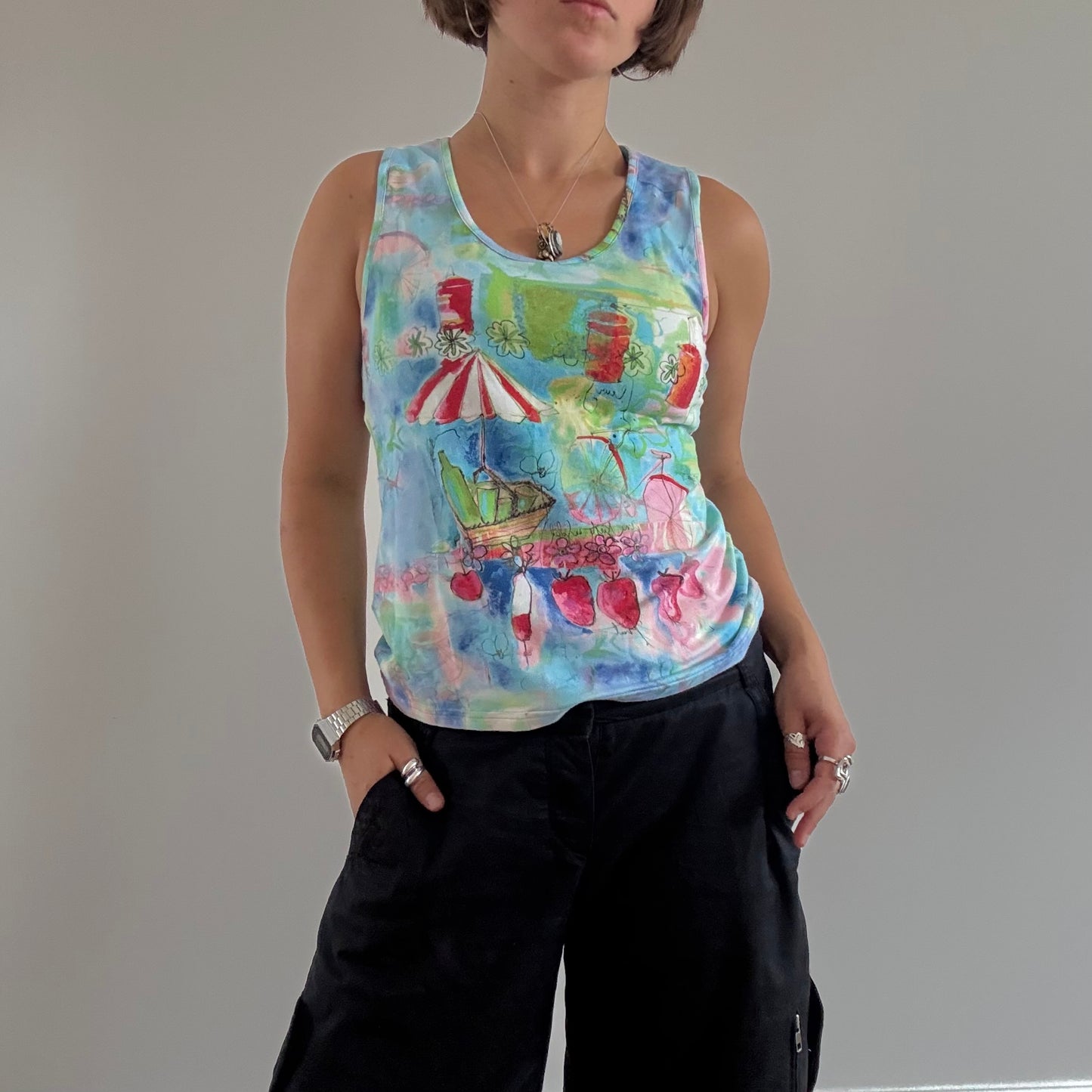 Blue graphic vest