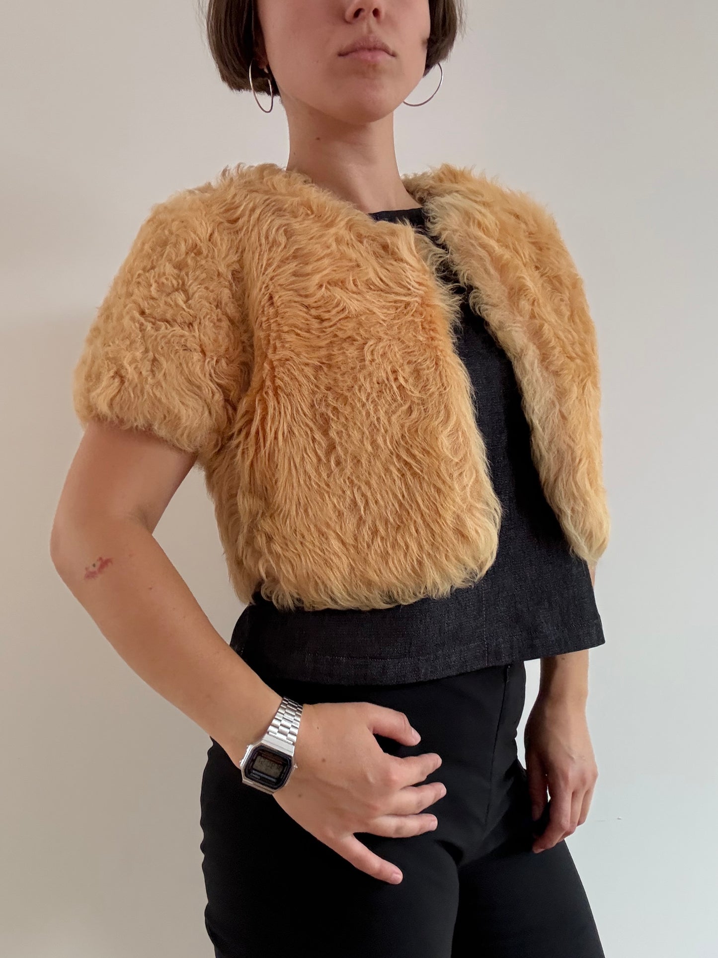 Cream shearling bolero