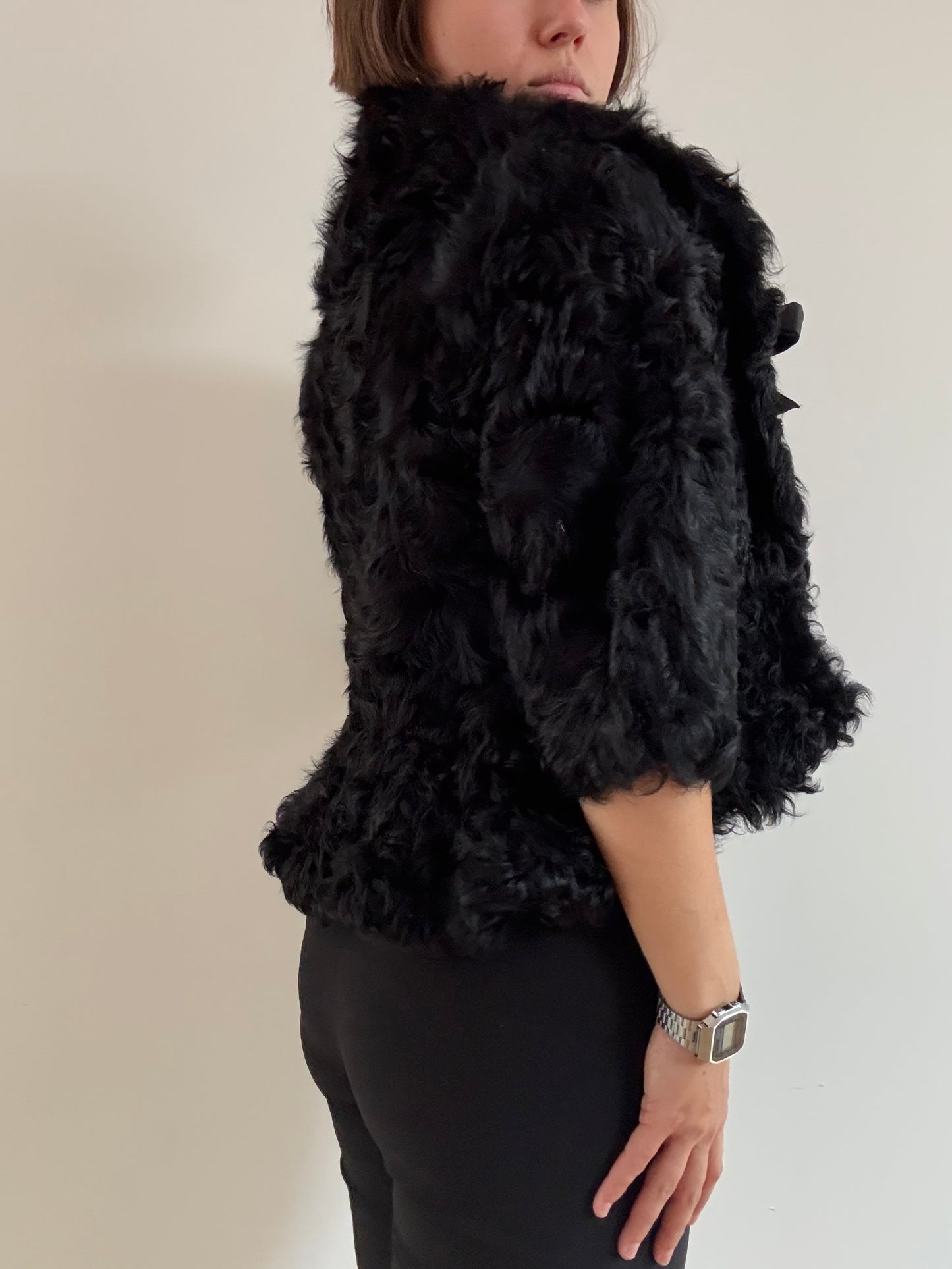 Black shearling bolero