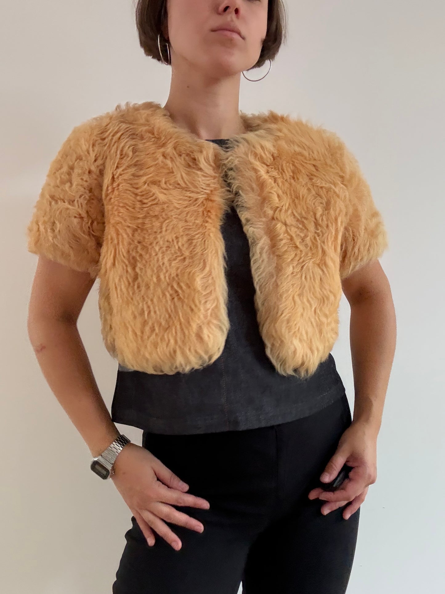 Cream shearling bolero