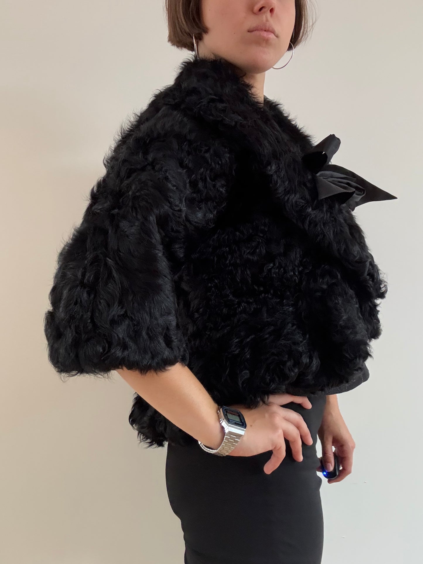 Black shearling bolero