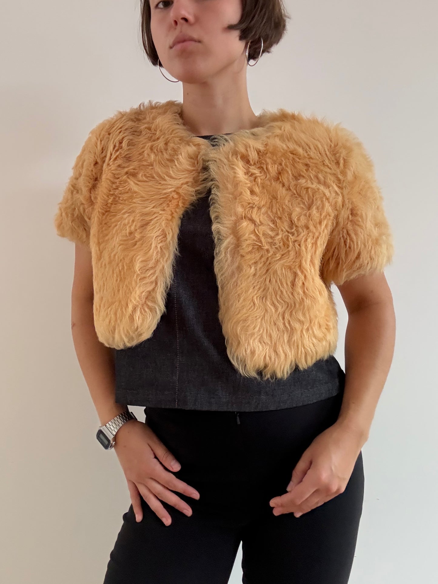 Cream shearling bolero