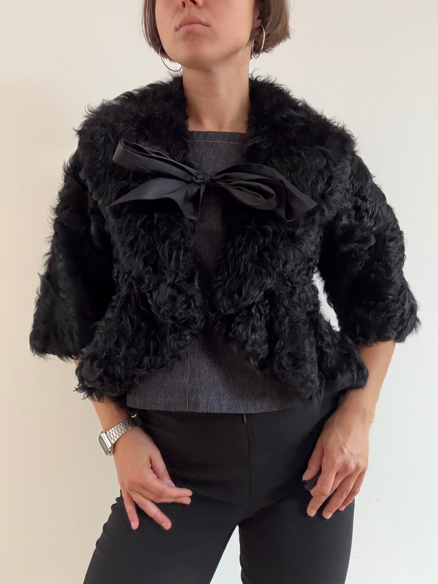 Black shearling bolero