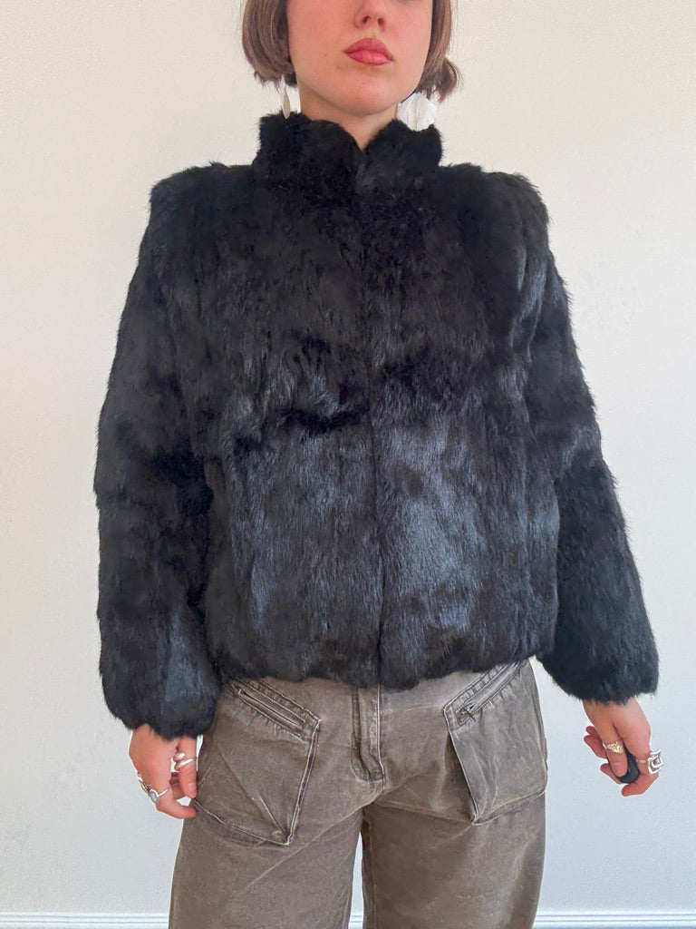 Black rabbit fur jacket