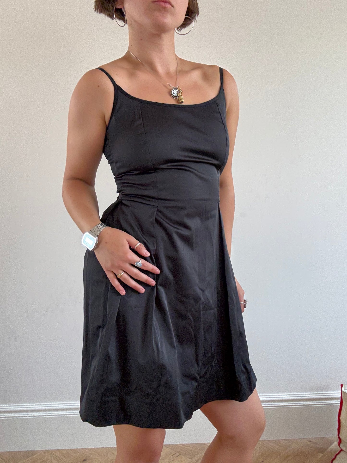 Black satin Cop Copine mini dress