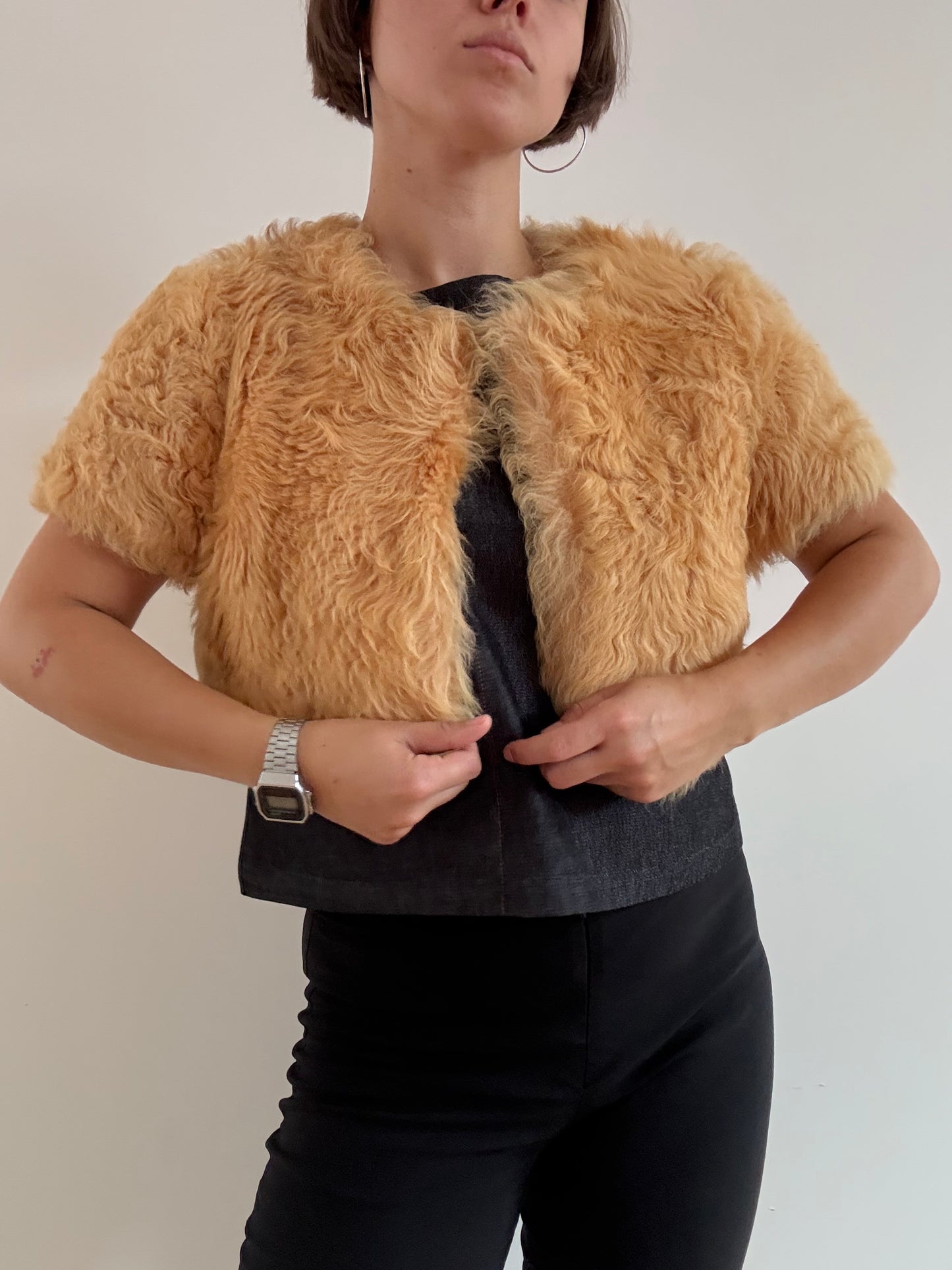 Cream shearling bolero