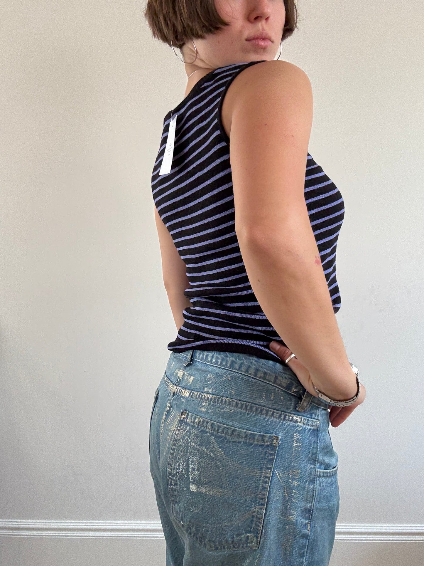 Black and purple stripe tank top