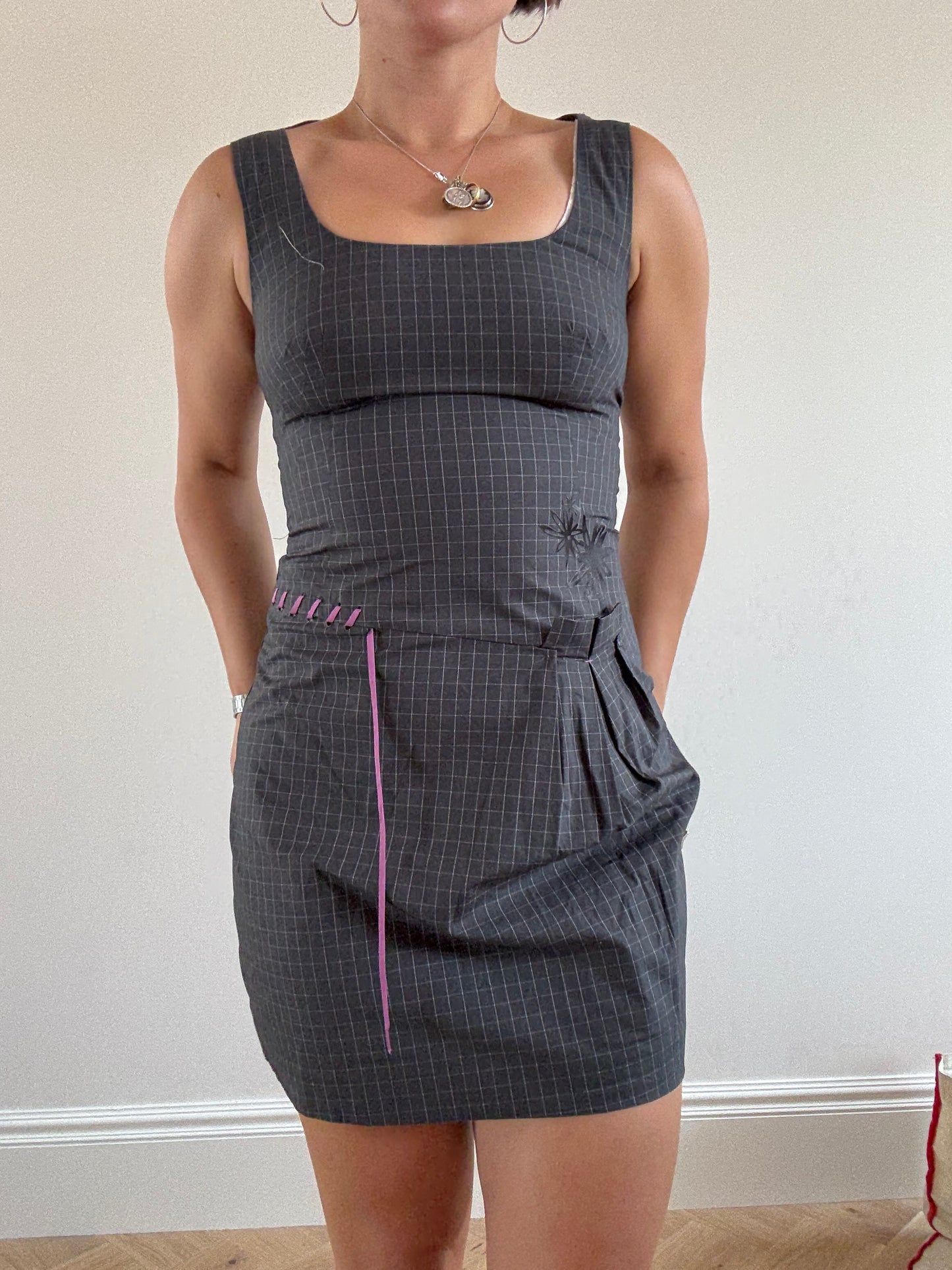 Grey checkered Cop Copine mini dress