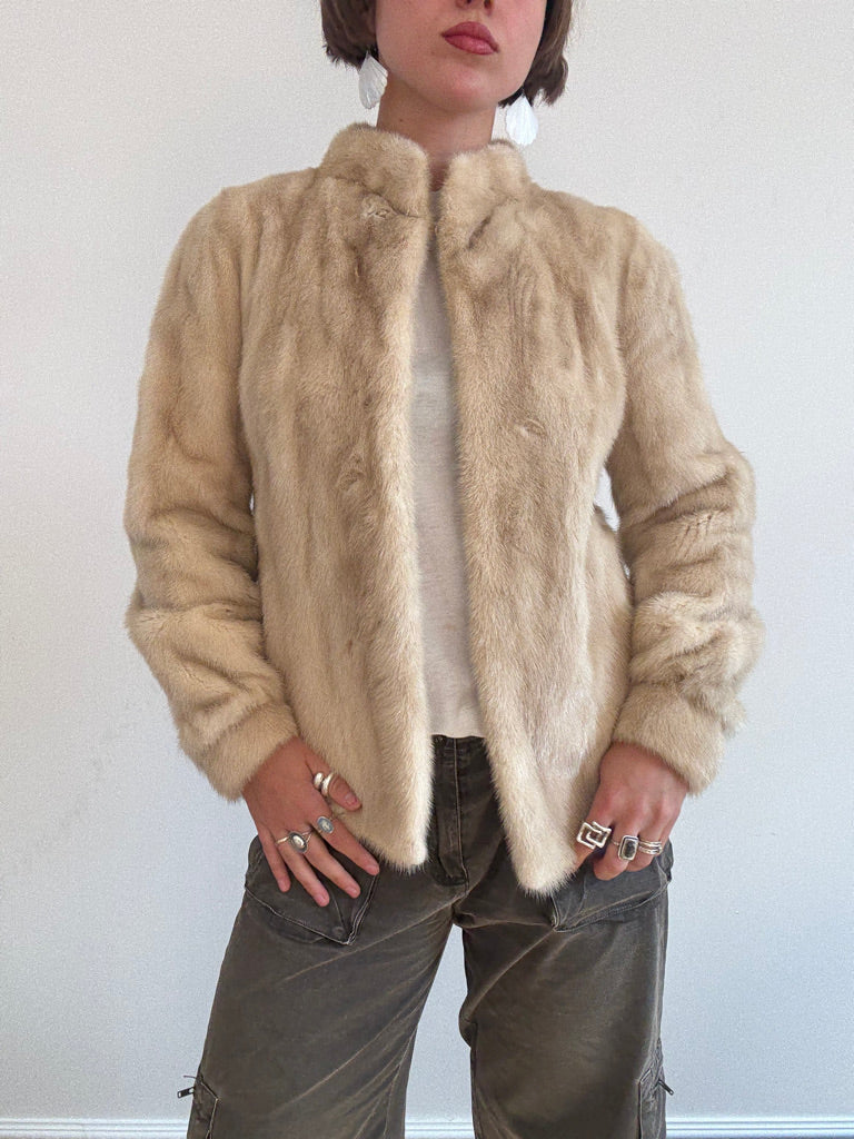 60's cream mink fur jacket