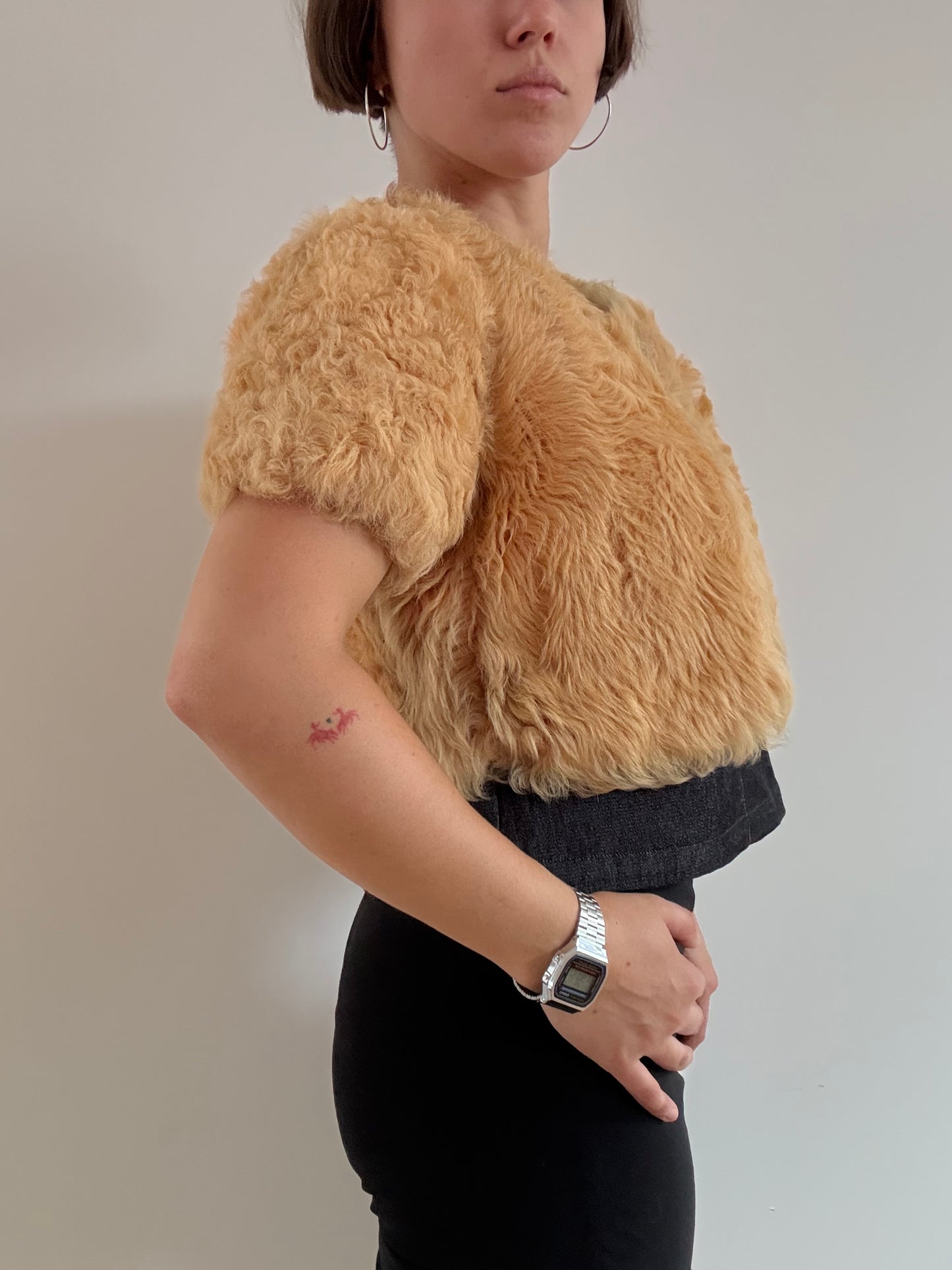 Cream shearling bolero