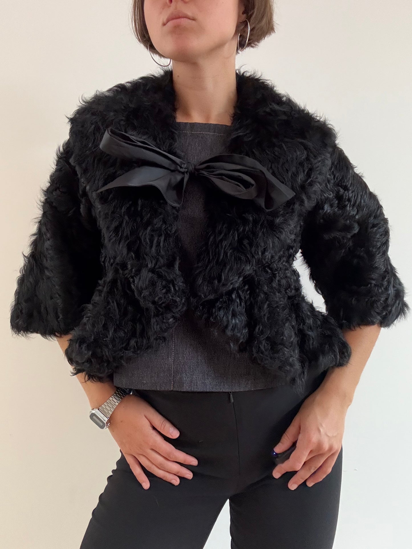 Black shearling bolero