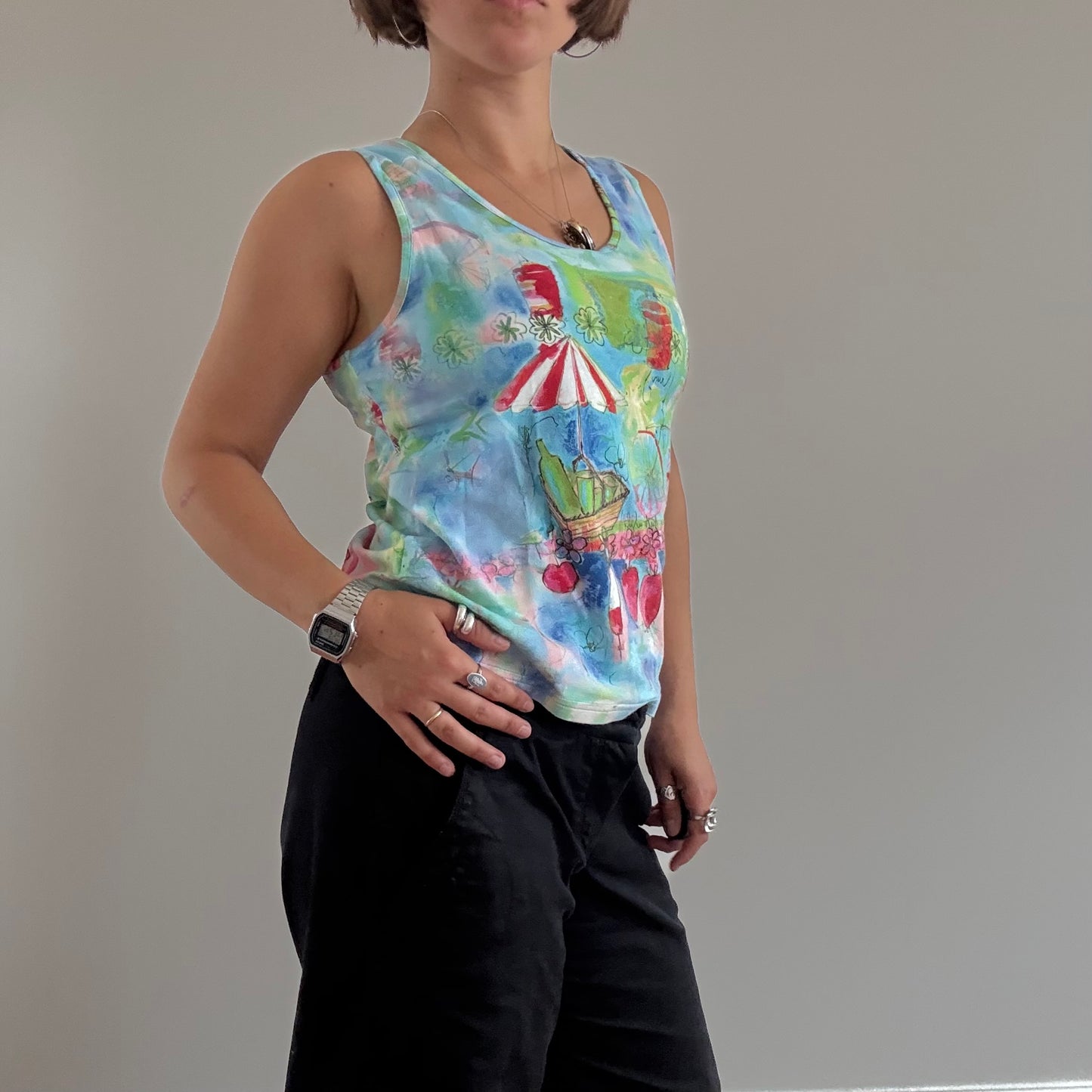 Blue graphic vest