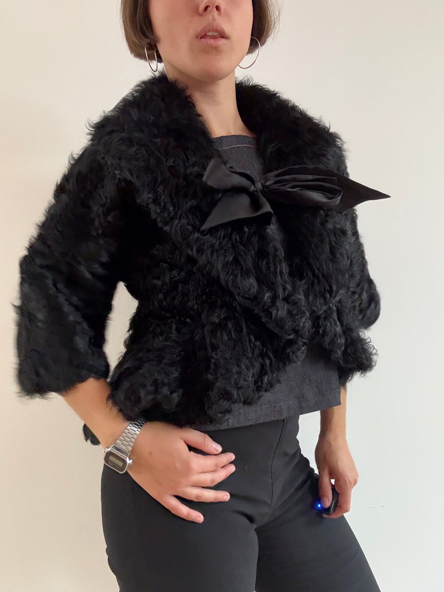 Black shearling bolero