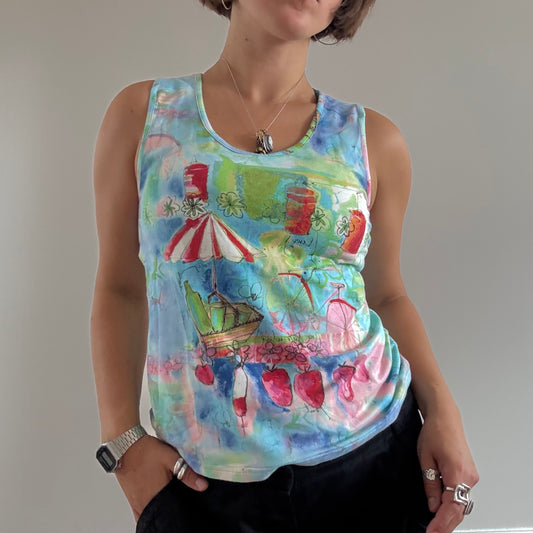 Blue graphic vest