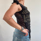Black mesh vest with khaki lettering