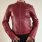 Red moto style red leather jacket