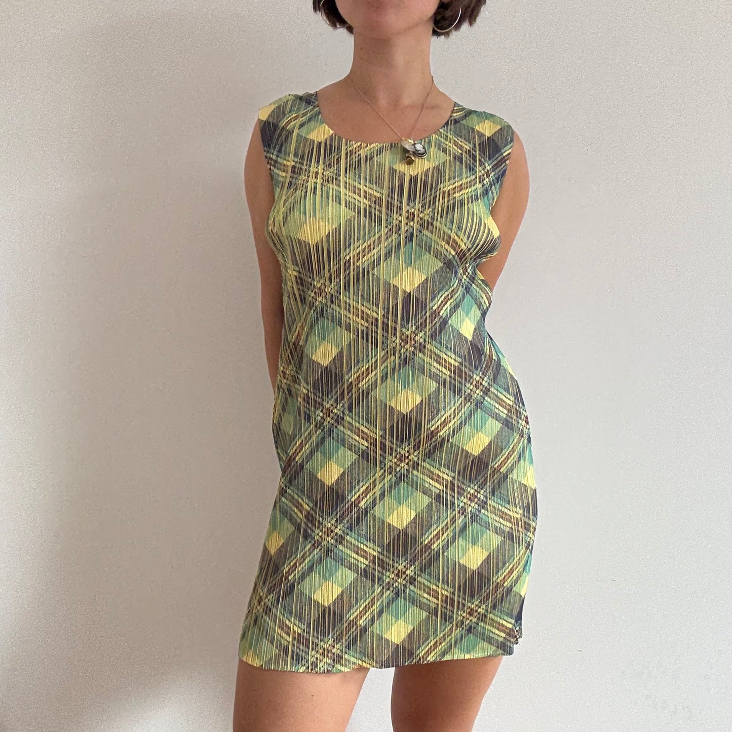 Issey Miyake Pleats Please plaid dress