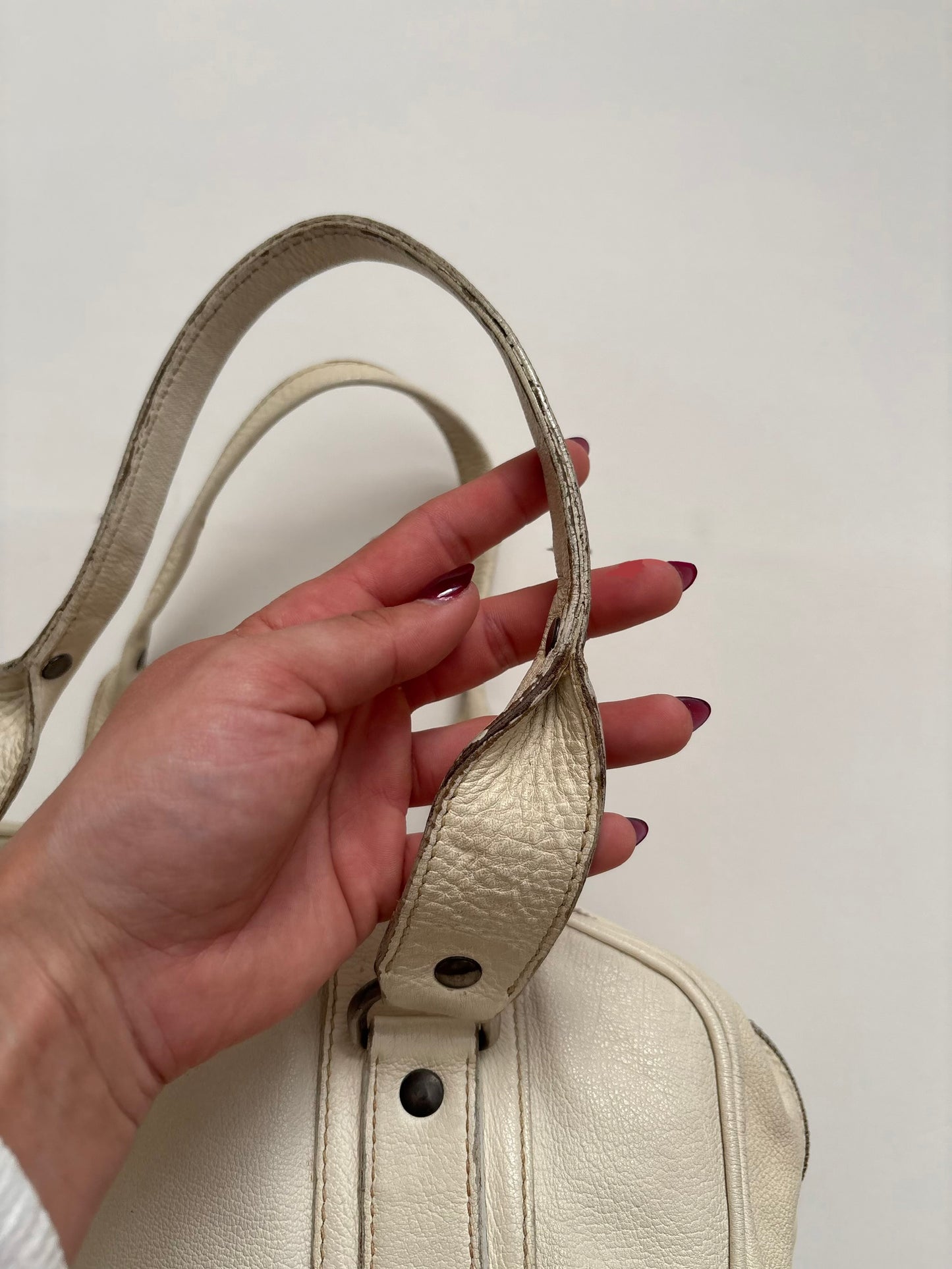 00s Miu Miu cream leather jewel baguette