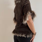 Short sleeve brown Mongolia fur jacket