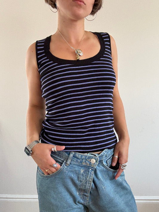 Black and purple stripe tank top