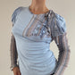 Baby blue striped long sleeve top