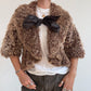 Brown shearling bow tie cardigan
