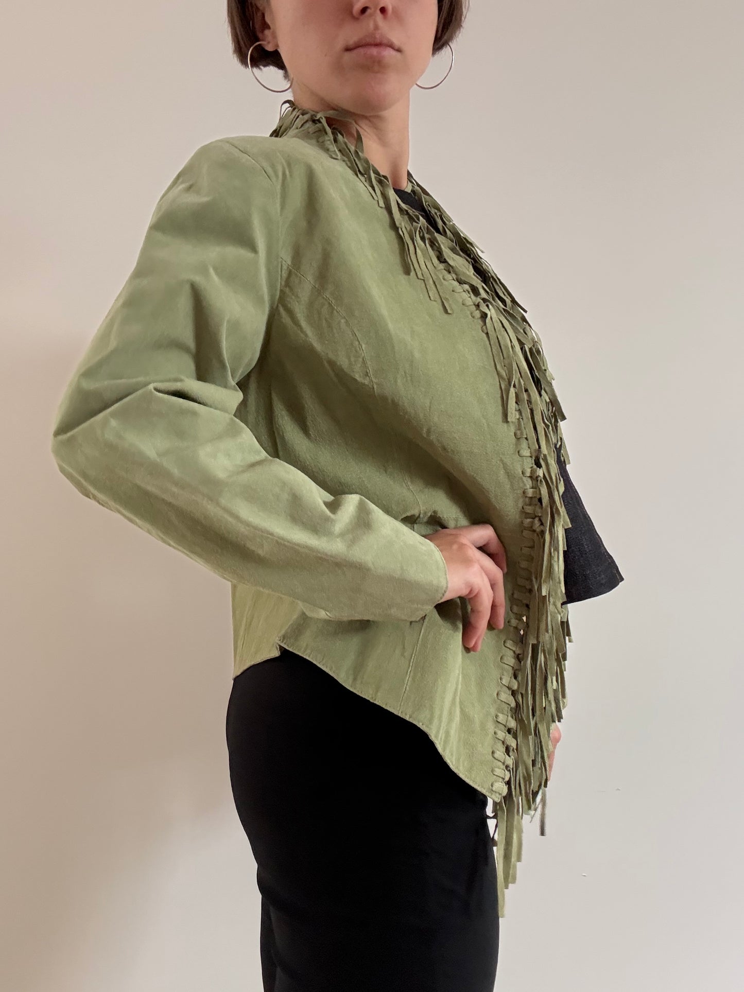 Green suede tassel jacket