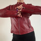 Red moto style red leather jacket