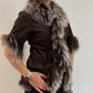 Short sleeve brown Mongolia fur jacket
