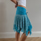 Blue handkerchief hem lace skirt