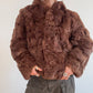 Brown rabbit fur puff jacket