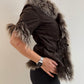 Short sleeve brown Mongolia fur jacket