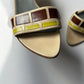 Miu Miu green and brown stripe heels