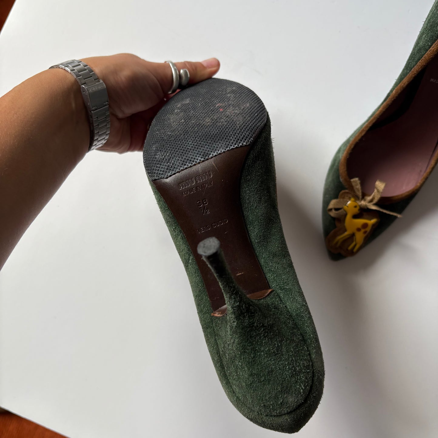 Miu Miu suede deer heels
