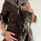 Short sleeve brown Mongolia fur jacket