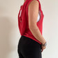 Red net sleeveless hoodie