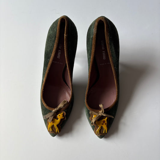 Miu Miu suede deer heels