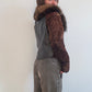 Brown shearling and fox fur jacket