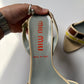 Miu Miu green and brown stripe heels