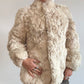 Cream rabbit fur puff jacket