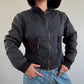 Black cinch waist bomber jacket