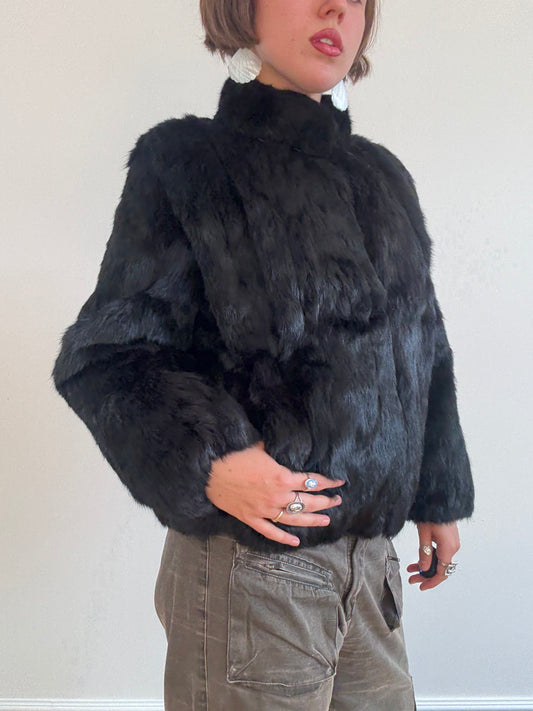 Black rabbit fur jacket