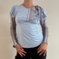 Baby blue striped long sleeve top