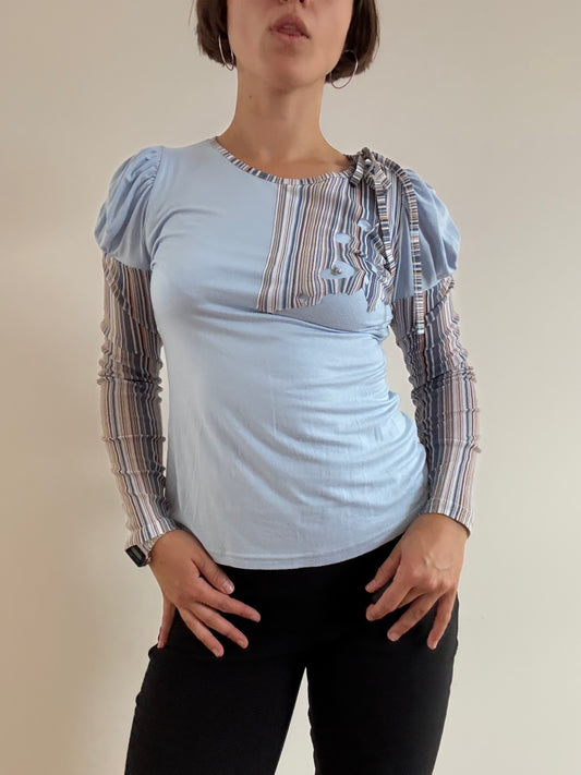Baby blue striped long sleeve top