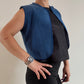 Blue perforated suede bolero