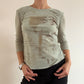 Light green mesh graphic top
