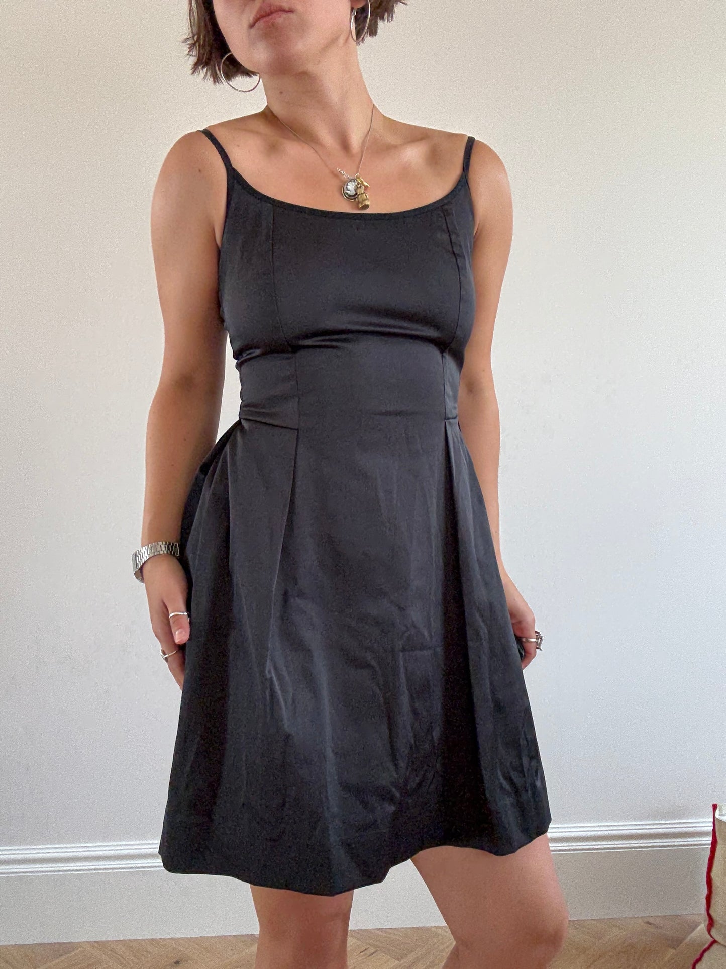 Black satin Cop Copine mini dress