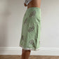 Green floral midi skirt